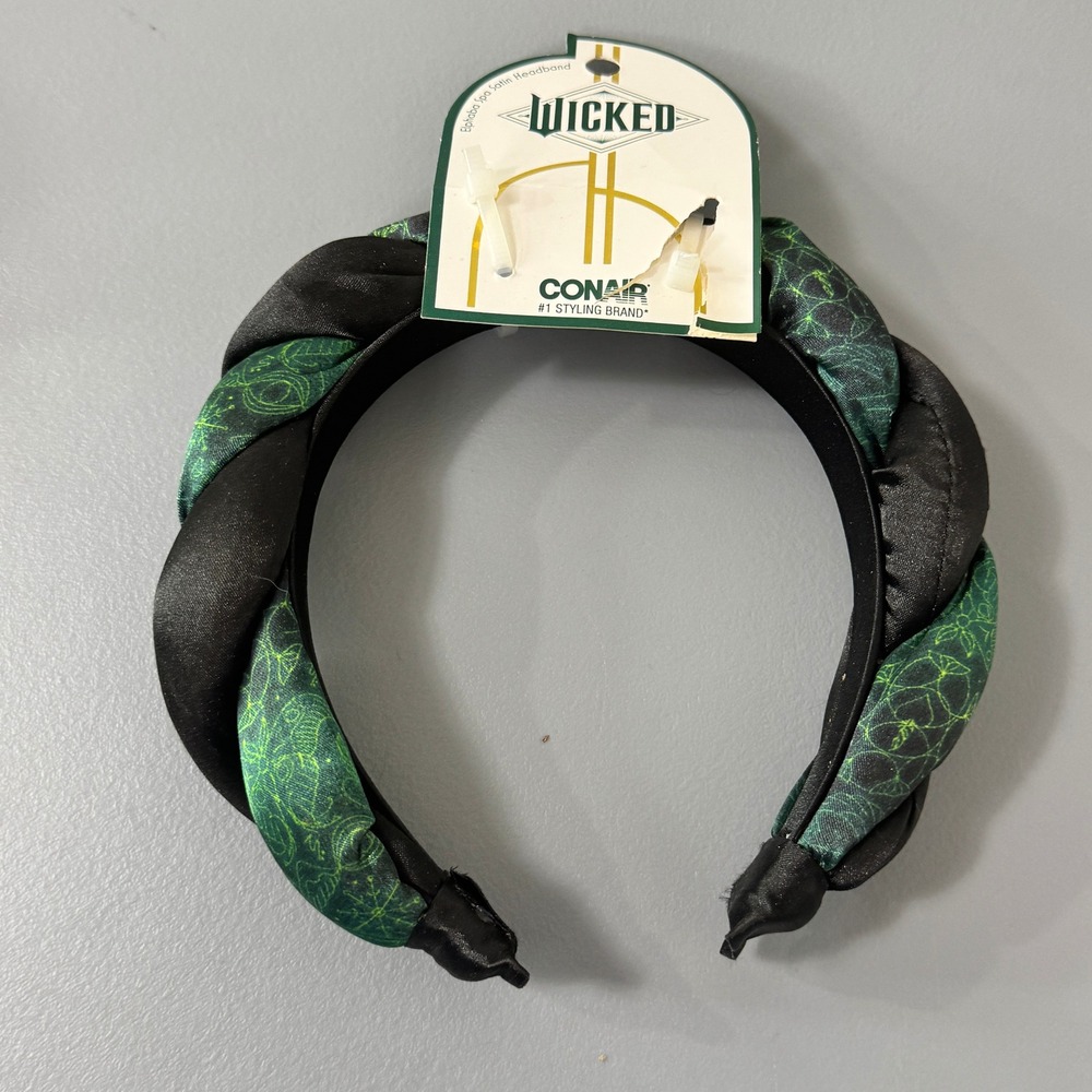 Wicked Elphaba Spa Satin Headband Conair Twisted Braid Black Green  Accessory